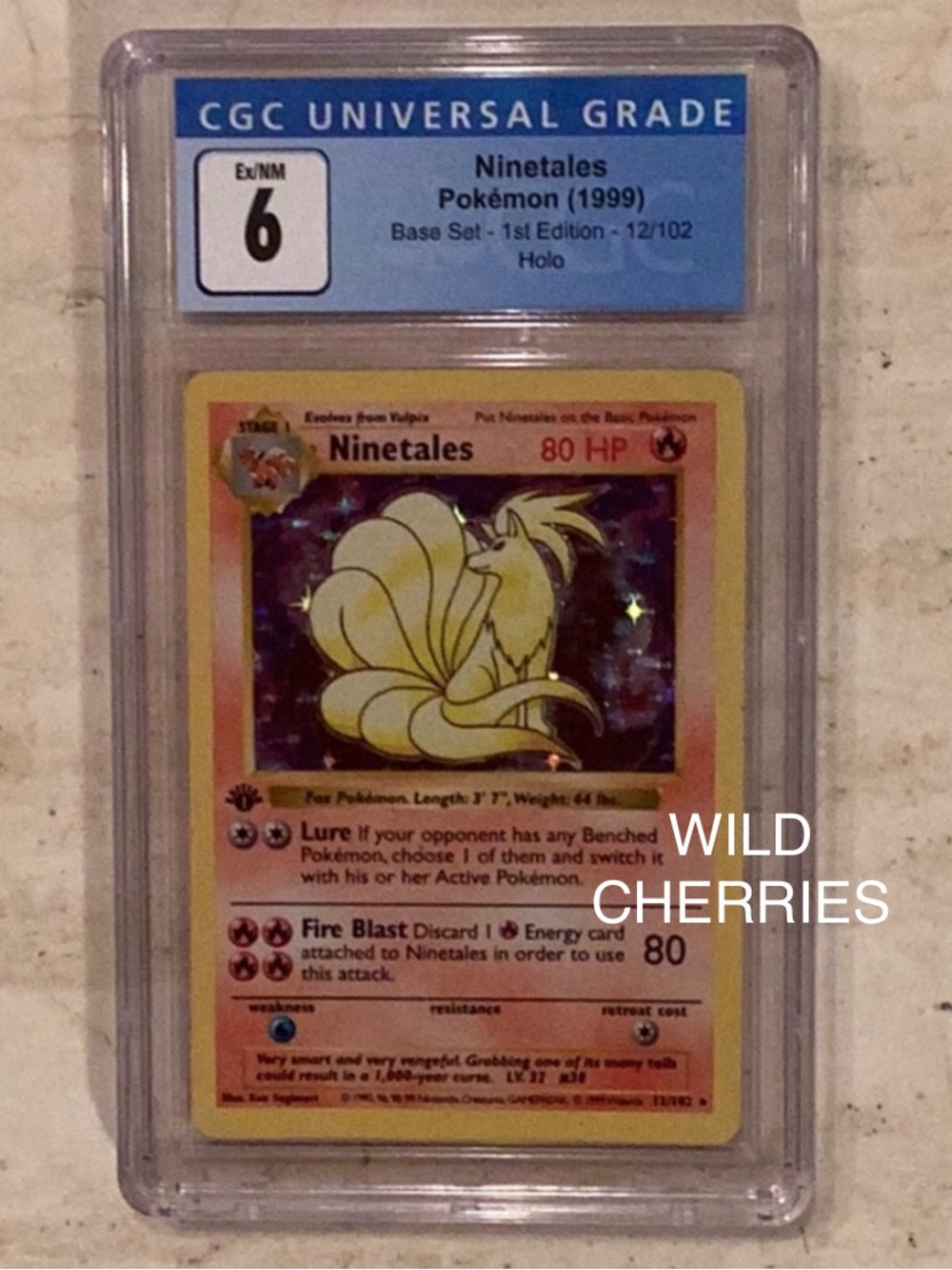 Ninetales 1st Edition Shadowless 1999 Holo 12/102 Pokemon Base Set CGC 6 TCG #12